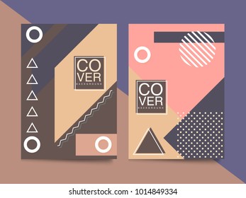 Memphis style cards Design Collection of Colorful templates with geometric shapes, patterns with trendy Memphis fashion 80s-90s. Perfect for ad, invitation, presentation Isolated Vector illustration