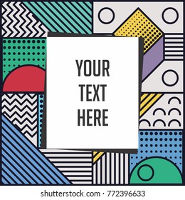 Memphis style cards Design Collection of Colorful templates with geometric shapes, patterns with trendy Memphis fashion 80s-90s. Perfect for ad, invitation, presentation Isolated Vector illustration. 