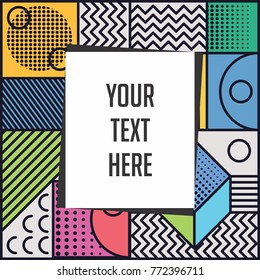 Memphis style cards Design Collection of Colorful templates with geometric shapes, patterns with trendy Memphis fashion 80s-90s. Perfect for ad, invitation, presentation Isolated Vector illustration. 