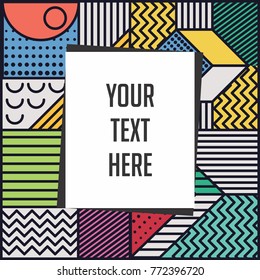 Memphis style cards Design Collection of Colorful templates with geometric shapes, patterns with trendy Memphis fashion 80s-90s. Perfect for ad, invitation, presentation Isolated Vector illustration. 