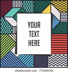 Memphis style cards Design Collection of Colorful templates with geometric shapes, patterns with trendy Memphis fashion 80s-90s. Perfect for ad, invitation, presentation Isolated Vector illustration. 