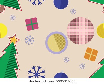 memphis style christmas seamless pattern template