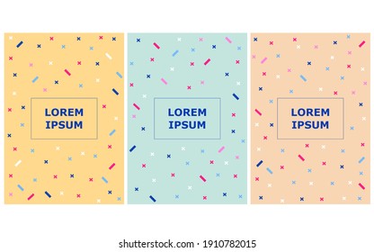 Conjunto de fondo colorido de estilo memphis. Tapa geométrica de colores claros. Colección de diseño de fondo creativo Memphis. Ilustración vectorial abstracta de arte pop moderno de moda