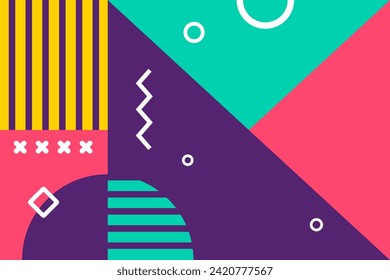 Memphis style colorful flexible design background for printout, sticker, background, wallpaper, banner, cover, and more