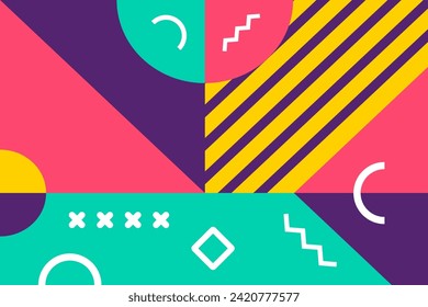 Memphis style colorful flexible design background for printout, sticker, background, wallpaper, banner, cover, and more