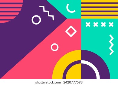 Memphis style colorful flexible design background for printout, sticker, background, wallpaper, banner, cover, and more