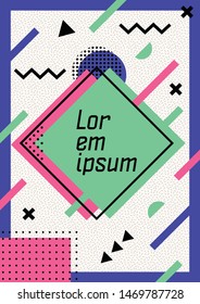 Memphis style colorful Poster. Pattern seamless trend background. Fashion trend 80-90s. Memphis Retro Concept. 