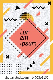 Memphis style colorful Poster. Pattern seamless trend background. Fashion trend 80-90s. Memphis Retro Concept.