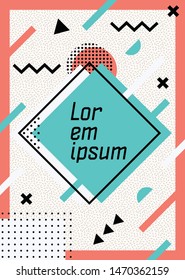 Memphis style colorful Poster. Pattern seamless trend background. Fashion trend 80-90s. Memphis Retro Concept.