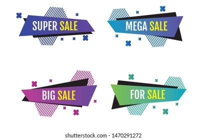memphis style colorful sale banner vector type - Vector - Vector