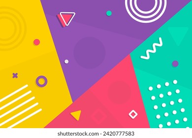 Memphis style colorful simple design background for printout, sticker, background, wallpaper, banner, cover, and more