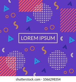 Memphis style cover, banner, card, poster template with geometric patterns and shapes. Abstract Fashion design. Vector illustration.