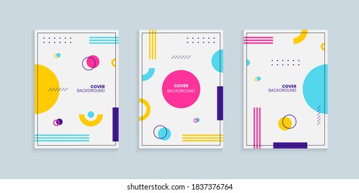 Memphis style cover design template set, Abstract Memphis Cover Background