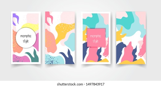 Memphis style cover design vector template.summer sale, social media promotional content, background, poster and cover