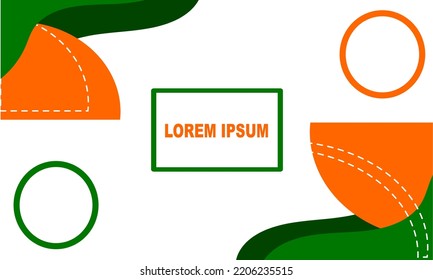 Memphis style cover, green and orange color. Geometric Memphis Design. Modern abstract background. Colorful Trend Neo Memphis geometric pattern. 