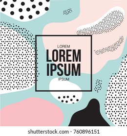 Memphis style cover template. Background design with colorful style. Geometric shapes and patterns  for fashion design, invitation, presentation ,website, Vector illustration