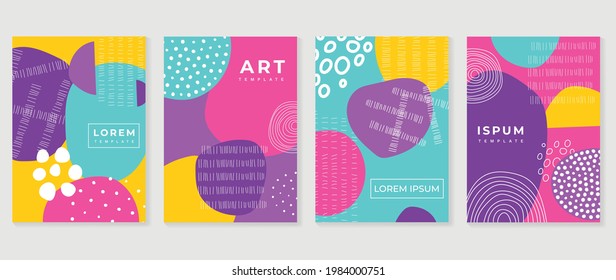 Memphis style cover vector. Minimal geometric background pattern for brochure, corporate business, catalog, magazine and flyer. Abstract arts wallpaper design for wall art, prints and home decoration.