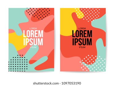 Memphis style covers, Colorful abstract shapes background pattern vector template, Social Highlight Covers and stories page 