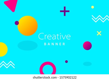 Memphis style creative banner design. Vector eps10 Illustration. 