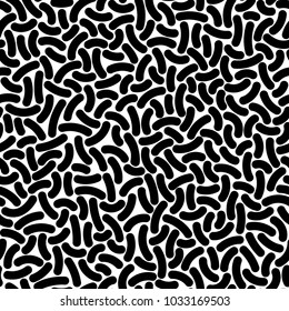 Memphis style curved lines with rounded ends stippling chaotic vector overlay texture