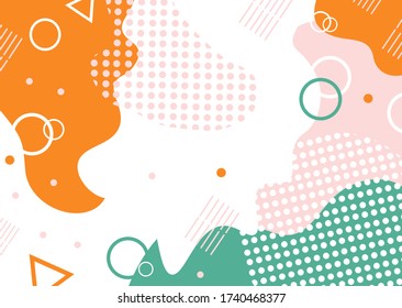 The Memphis style. Design of banners, postcards, and flyers. Geometric shape. Modern banner for advertising. Memphis. Vector illustration with circles and triangles.  Geometric background for postcard