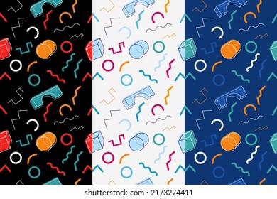 Memphis style design, Seamless pattern