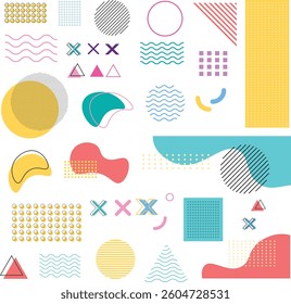 memphis style elements color geometry