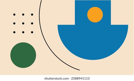 Memphis style flat circle shapes background. With geometric background and characteristic objects. Brightly colored, fun geometric shapes that create a modern design.