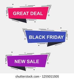 Memphis style flat sale and discount banner design