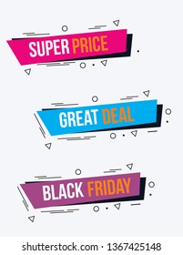 Memphis style flat sale and discount banner design - Vector 