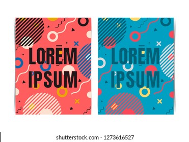 Memphis Style Flyer Design template. Vector illustration.