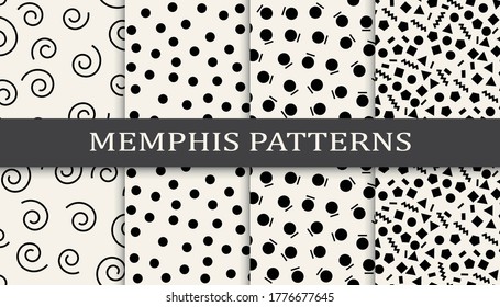 memphis style funky background pattern set