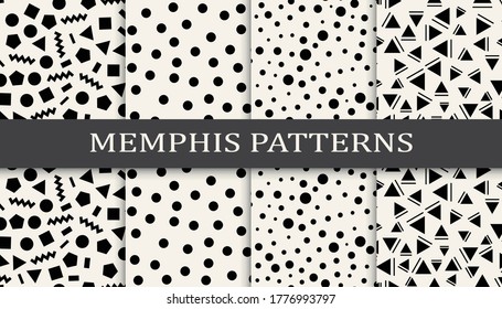 memphis style funky background pattern set