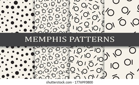 memphis style funky background pattern set