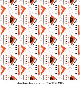 Patrón de vectores sin soldadura de abstracto geométrico de estilo Memphis, Ilustración gráfica estilizada dibujada a mano para las impresiones de moda, diseño retro, decoración gráfica, envoltura pastel, fondo de blog, papel tapiz