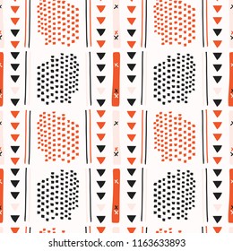 Memphis Style Geometric Abstract Seamless Vector Pattern, Hand Drawn Stylized Graphic Illustration for On Trend Fashion Prints, Retro Stationery, Graphic Decor, Triangle Wrap, Blog Backdrop, Wallpaper