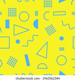 Diseño de patrones vectoriales sin fisuras geométricos abstractos de estilo Memphis. Fondo e impresiones.