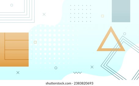 memphis style geometric backdrop banner with halftone element vector