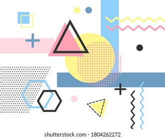 Memphis style geometric background playful design, abstract geometric background design template graphics, colorful geometric shapes pattern