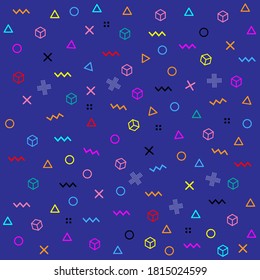 Memphis estilo diseño de fondo geométrico juguetón, gráficos de plantillas de diseño de fondo geométrico abstracto, patrón de forma geométrica colorido