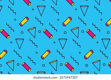 Memphis style geometric background playful design, abstract geometric background design template graphics, colorful geometric shape pattern