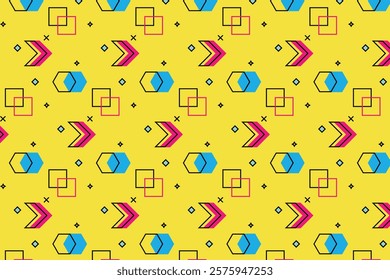 Memphis style geometric background playful design, abstract geometric background design template graphics, colorful geometric shape pattern