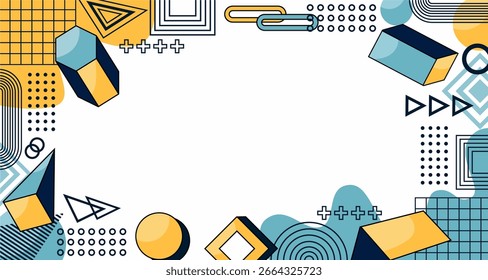 Memphis style geometric background playful design, abstract geometric background design template graphics, colorful geometric shape pattern