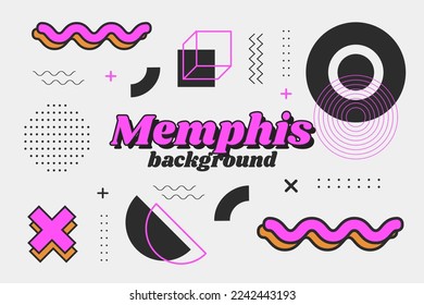 Memphis Style Geometric Background Template