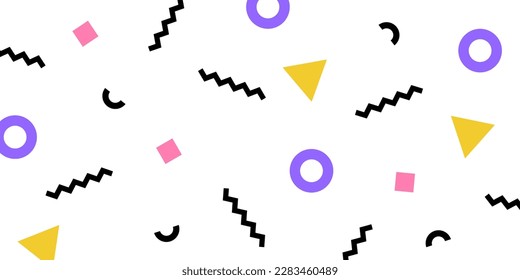 Geometrisches Muster im Memphis-Stil, bunter Hintergrund. Vektorgrafik