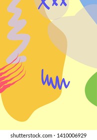 Memphis style geometric pattern, line elements and geometric figures. Design backgrounds for invitation, brochure.