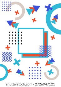 Memphis Stil geometrische Muster, Linie und geometrische Figuren. Design Hintergründe für Einladung, Broschüre, Website. - Vektorgrafik