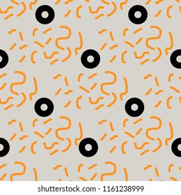 Memphis style geometric seamless pattern. Vector