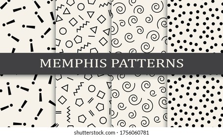 conjunto de patrones geométricos sin soldadura de estilo memphis