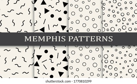 Geometrischer, im Memphis-Stil gehaltener, nahtloser Muster-Hintergrund